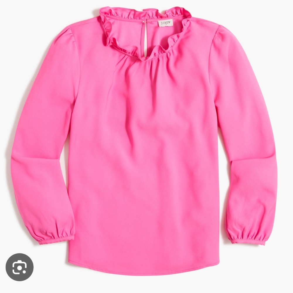 J. Crew Factory BEAUTIFUL Vibrant Pink Ruffle Blouse~Large NWOT